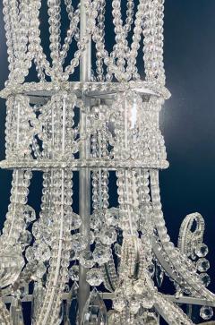 Silver Leaf Iron Chandelier with fine Crystal Bead and Pendant Decoration - 2491166