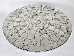 Silver Leafed Glass Mosaic French Round Coffee Table on Chrome Legs - 1281131