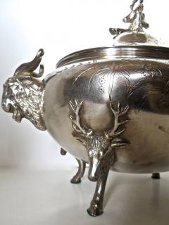 Silver Plated Covered Tureen with Deer Ram Motif Circa 1885 Meriden  - 71316