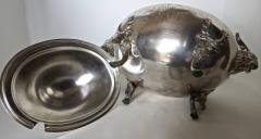 Silver Plated Covered Tureen with Deer Ram Motif Circa 1885 Meriden  - 71318