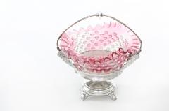 Silver Plated Framed Pink Crystal Brides Basket - 1825390