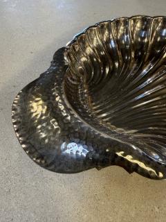 Silver Plated Shell Centerpiece Bowl with Hammered Handle 1970s - 4518590