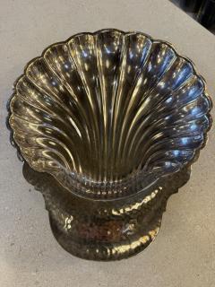 Silver Plated Shell Centerpiece Bowl with Hammered Handle 1970s - 4518592