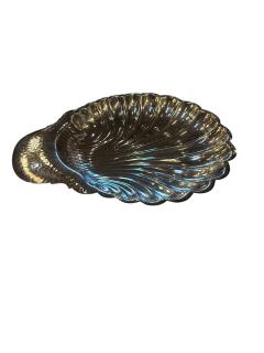 Silver Plated Shell Centerpiece Bowl with Hammered Handle 1970s - 4521647