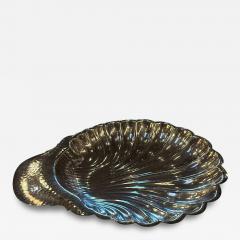 Silver Plated Shell Centerpiece Bowl with Hammered Handle 1970s - 4521648