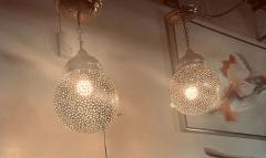 Silver Round Modern Moroccan Pendant or Chandelier a Pair - 1604440