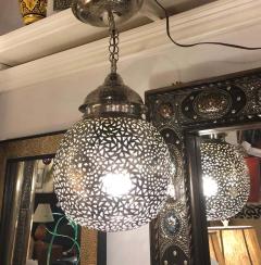 Silver Round Modern Moroccan Pendant or Chandelier a Pair - 1604446