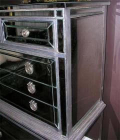 Silver Trim Mirrored Highboy - 3108132