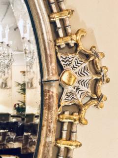 Silver and Gold Leaf Decorator Wall Mirror Having a Web Design and Dancing Bear - 2978788