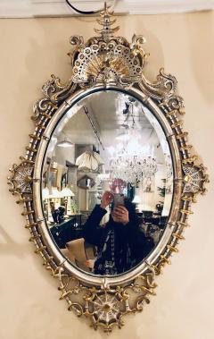 Silver and Gold Leaf Decorator Wall Mirror Having a Web Design and Dancing Bear - 2978790