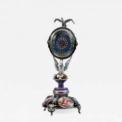 Silver and Viennese Enamel Clock with Eagle by Hermann Bohm - 936339