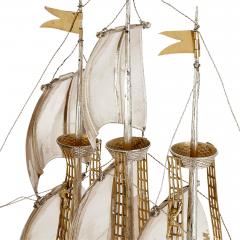 Silver and silver gilt nef sailing ship - 3354617