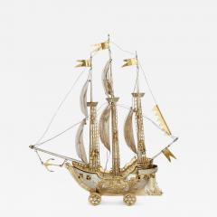 Silver and silver gilt nef sailing ship - 3360347