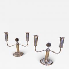 Silver fluted Art Deco Candlesticks - 3867029