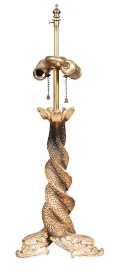 Silvered Metal Dolphin Form Table Lamp - 4139243