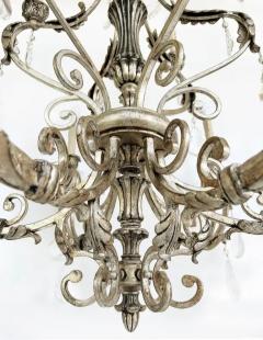 Silvered Wrought Iron Crystal 9 Arm Chandelier Original Canopy - 3513647