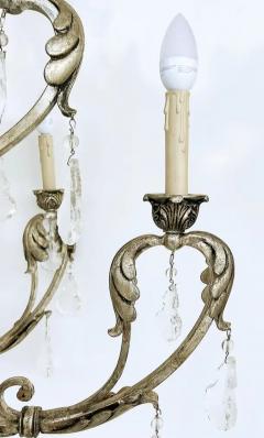 Silvered Wrought Iron Crystal 9 Arm Chandelier Original Canopy - 3513672