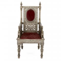 Silvered metal and red velvet throne chair - 1494000