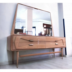 Silvio Cavatorta Italian Mid Century Maple Dresser with Mirror attr to Silvio Cavatorta 1950s - 2599991