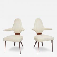 Silvio Cavatorta Pair Italian Modern Mahogany Armchairs Silvio Cavatorta - 4289879