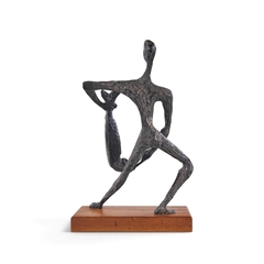 Simon Gordon Mid Century Brutalist Iron Sculpture Man with Fish - 4809710
