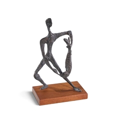 Simon Gordon Mid Century Brutalist Iron Sculpture Man with Fish - 4809713