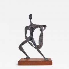 Simon Gordon Mid Century Brutalist Iron Sculpture Man with Fish - 4811179