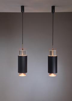 Simon Henningsen Pair Minimalist Simon Henningsen Metal and Plexiglass Pendants Denmark 1960s - 968535