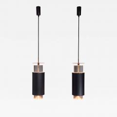 Simon Henningsen Pair Minimalist Simon Henningsen Metal and Plexiglass Pendants Denmark 1960s - 968755