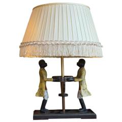 Singerie Chinoiserie Style Cold Painted Bronze 2 Monkey Lamp W Linen Shade - 4447391