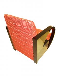 Single Art Deco Club Chair Blackened Wood - 644818