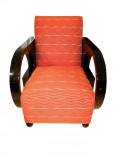 Single Art Deco Club Chair Blackened Wood - 644819