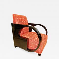Single Art Deco Club Chair Blackened Wood - 646253