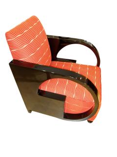 Single Art Deco Club Chair Blackened Wood - 3166692