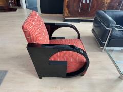 Single Art Deco Club Chair Blackened Wood - 3166695