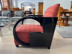 Single Art Deco Club Chair Blackened Wood - 3166700