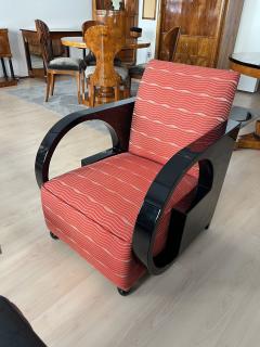 Single Art Deco Club Chair Blackened Wood - 3166701