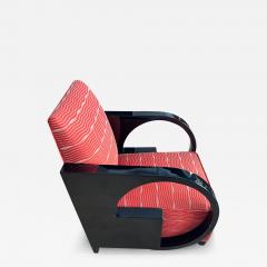 Single Art Deco Club Chair Blackened Wood - 3170539