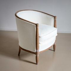 Single Art Deco Lounge Chair in limed Oak France - 4423756
