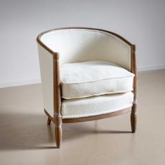 Single Art Deco Lounge Chair in limed Oak France - 4423758