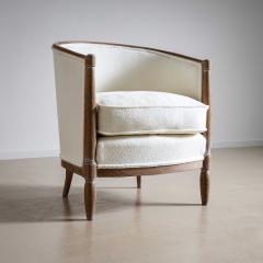 Single Art Deco Lounge Chair in limed Oak France - 4423760