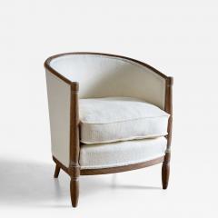 Single Art Deco Lounge Chair in limed Oak France - 4426681