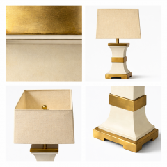 Single Asian inspired porcelain and brass table lamp France 1960s - 4550479