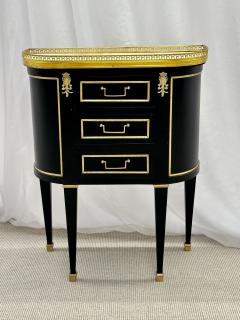 Single Ebony Demilune Marble Top Bronze Mounted End Side Table - 2907757