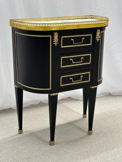 Single Ebony Demilune Marble Top Bronze Mounted End Side Table - 2907758