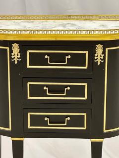 Single Ebony Demilune Marble Top Bronze Mounted End Side Table - 2907759