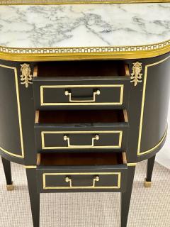Single Ebony Demilune Marble Top Bronze Mounted End Side Table - 2907763