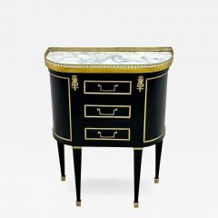 Single Ebony Demilune Marble Top Bronze Mounted End Side Table - 2909012