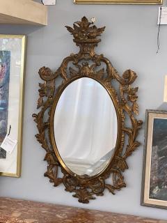 Single Giltwood Italian Floral Motif Mirror Wall Console Pier Italy 1960s - 2916956