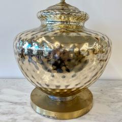 Single Large Mid Century Modern Table Lamp Mercury Glass Brass Jar Urn Shape - 3147143